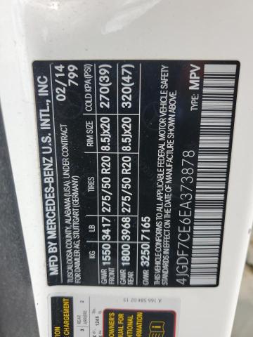 4JGDF7CE6EA373878 - 2014 MERCEDES-BENZ GL 450 4MATIC WHITE photo 13