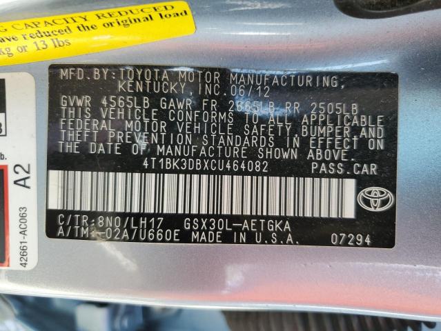 4T1BK3DBXCU464082 - 2012 TOYOTA AVALON BASE 蓝色 照片 13