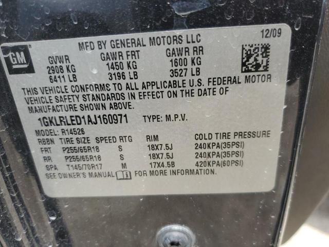 1GKLRLED1AJ160971 - 2010 GMC ACADIA SLE BLACK photo 13