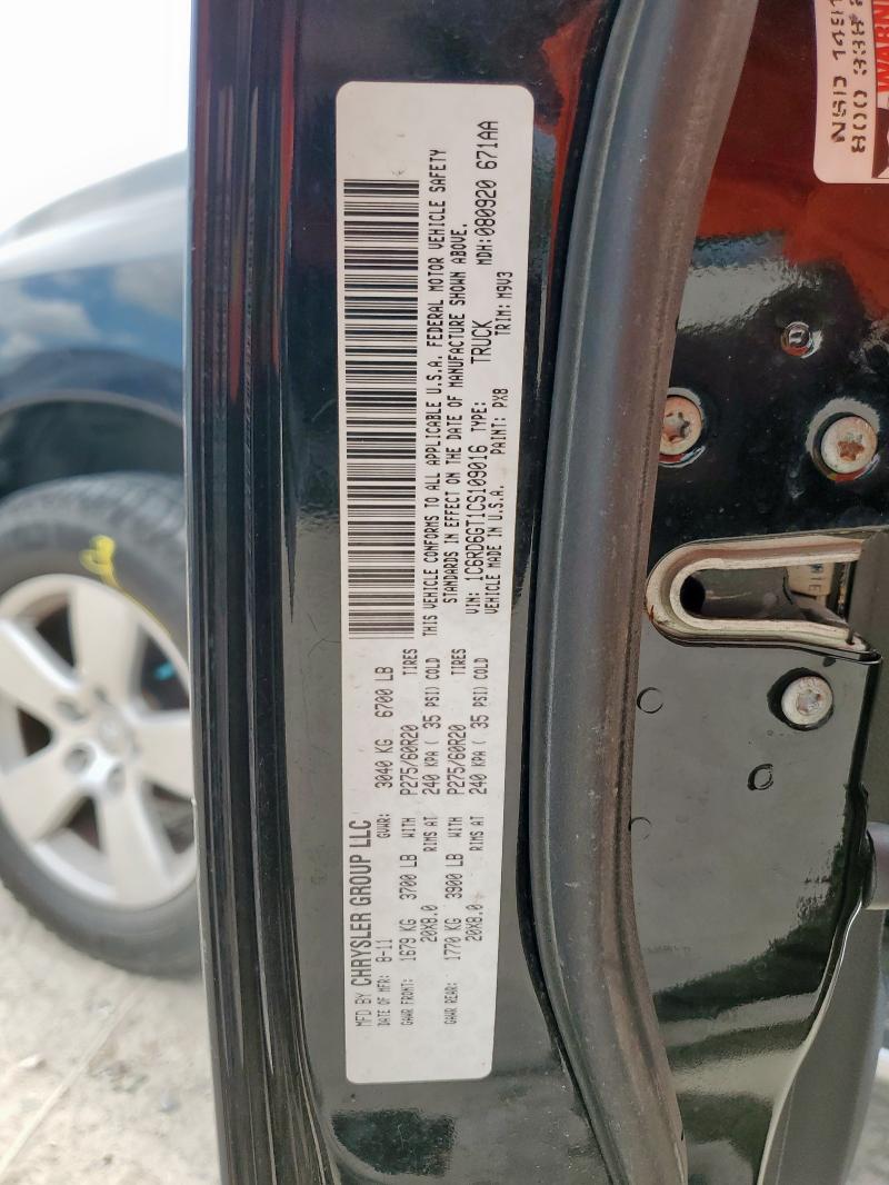 1C6RD6GT1CS109016 - 2012 DODGE RAM 1500 SLT BLACK photo 13