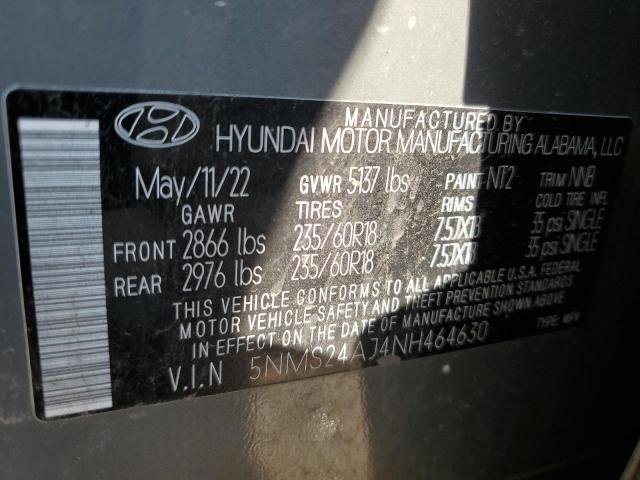 5NMS24AJ4NH464630 - 2022 HYUNDAI SANTA FE SEL 灰色 照片 14