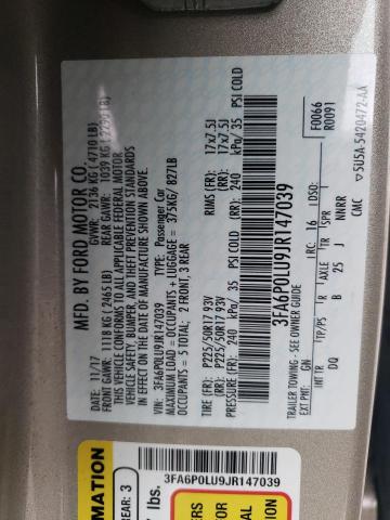 3FA6P0LU9JR147039 - 2018 FORD FUSION SE HYBRID Qızıl foto 12