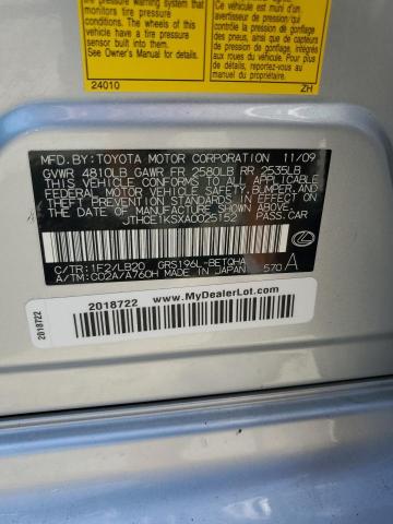 JTHCE1KSXA0025152 - 2010 LEXUS GS 350 银色 照片 13