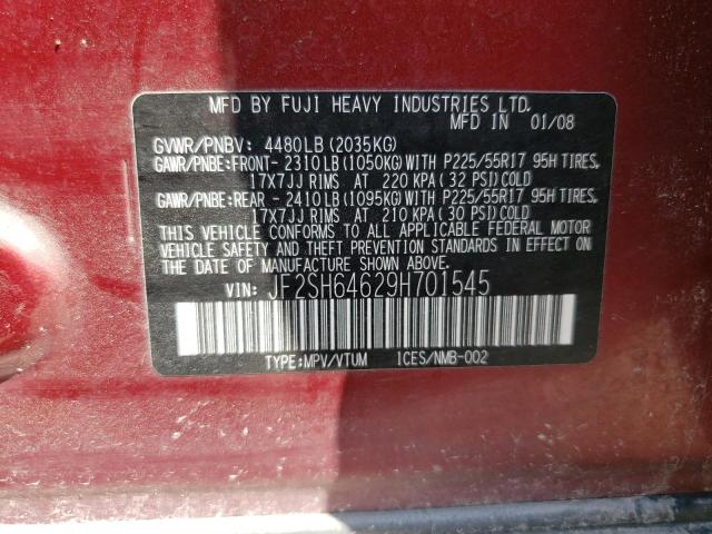 JF2SH64629H701545 - 2009 SUBARU FORESTER 2.5X LIMITED RED photo 13