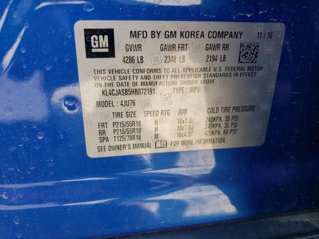 KL4CJASB5HB072191 - 2017 BUICK ENCORE PREFERRED BLUE photo 14