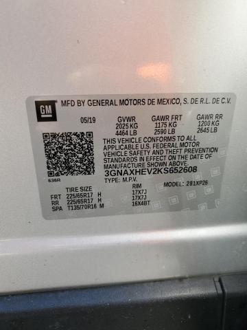 3GNAXHEV2KS652608 - 2019 CHEVROLET EQUINOX LS SILVER photo 12