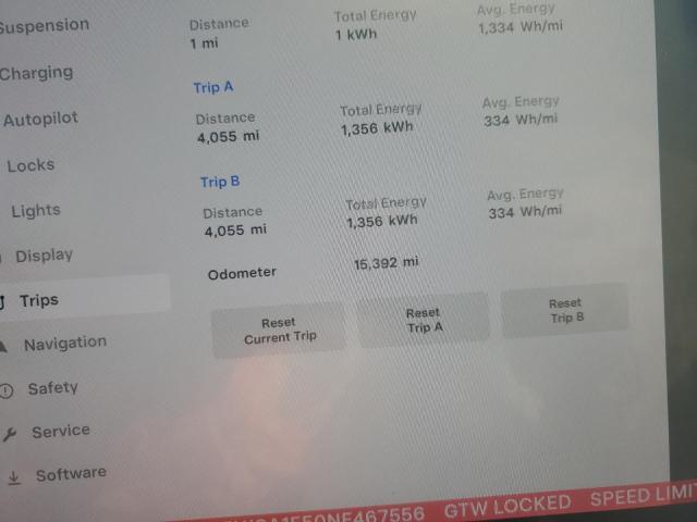 5YJSA1E50NF467556 - 2022 TESLA MODEL S Սպիտակ լուսանկար 9