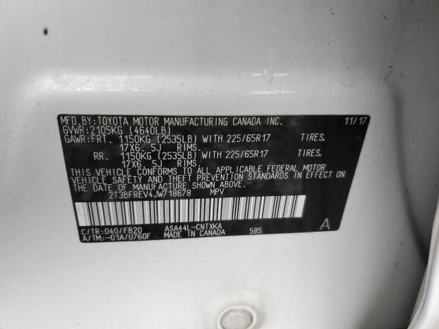 2T3BFREV4JW718678 - 2018 TOYOTA RAV4 LE Blanc photo 13