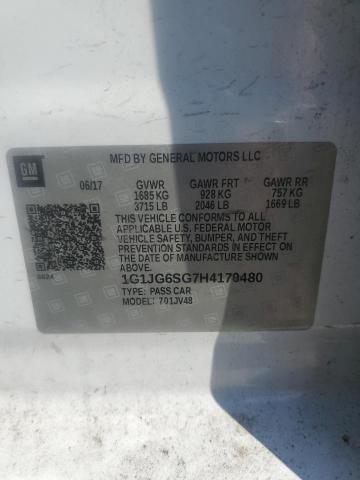 1G1JG6SG7H4170480 - 2017 CHEVROLET SONIC WHITE photo 13