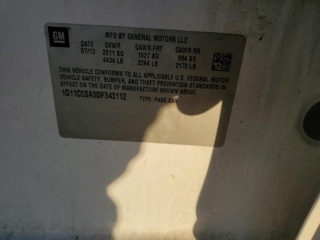 1G11C5SA0DF343112 - 2013 CHEVROLET MALIBU 1LT Blanc photo 12