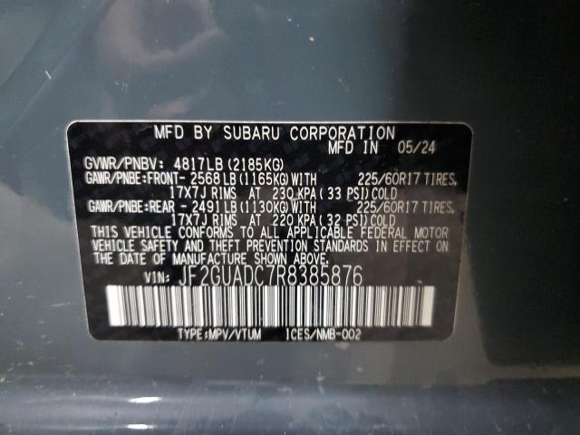 JF2GUADC7R8385876 - 2024 SUBARU CROSSTREK PREMIUM GRAY photo 13