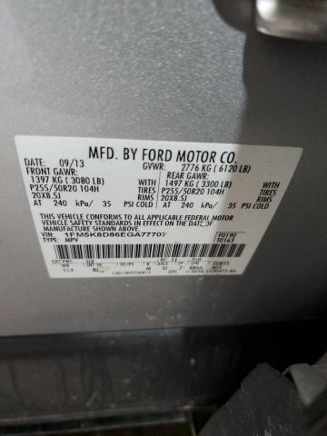 1FM5K8D86EGA77707 - 2014 FORD EXPLORER XLT SILVER photo 13