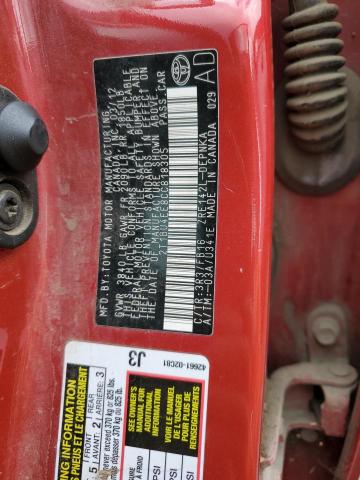 2T1BU4EE8CC818305 - 2012 TOYOTA COROLLA BASE RED photo 12