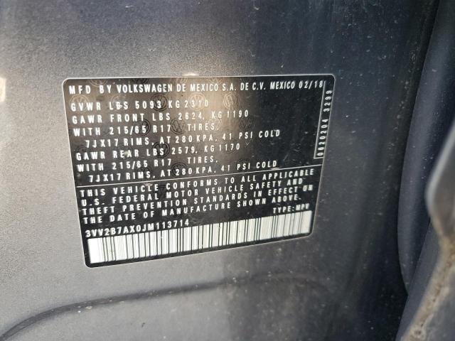 3VV2B7AX0JM113714 - 2018 VOLKSWAGEN TIGUAN SE ნაცრისფერი ფოტო 13