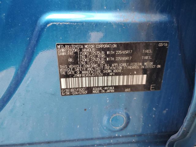 JTMBFREV0GJ077536 - 2016 TOYOTA RAV4 LE BLUE photo 13