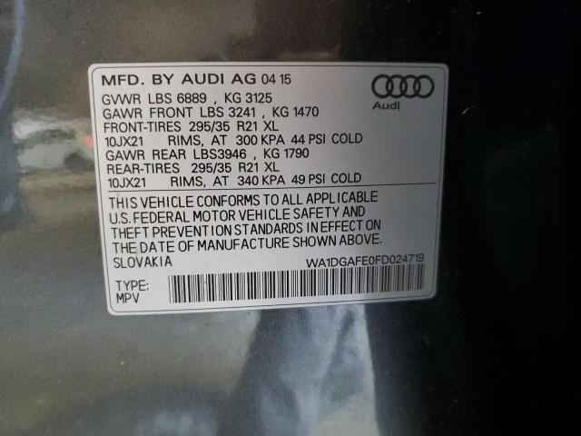 WA1DGAFE0FD024719 - 2015 AUDI Q7 PRESTIGE GRAY photo 13