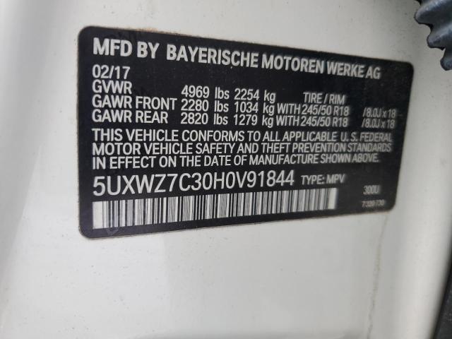 5UXWZ7C30H0V91844 - 2017 BMW X3 SDRIVE28I WHITE photo 13