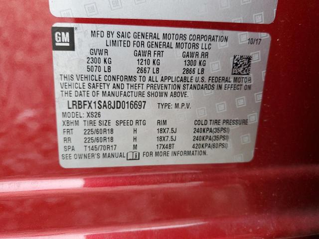 LRBFX1SA8JD016697 - 2018 BUICK ENVISION ESSENCE RED photo 14