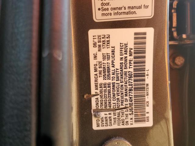 5J6RE4H77BL077607 - 2011 HONDA CR-V EXL GRAY photo 13