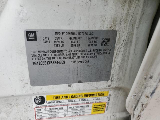 1G1ZC5E1XBF344389 - 2011 CHEVROLET MALIBU 1LT 白色 照片 12
