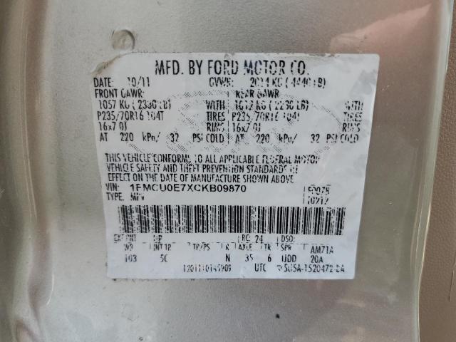 1FMCU0E7XCKB09870 - 2012 FORD ESCAPE LIMITED 米色 照片 14