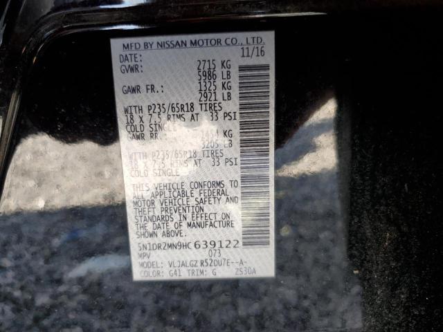 5N1DR2MN9HC639122 - 2017 NISSAN PATHFINDER S BLACK photo 12