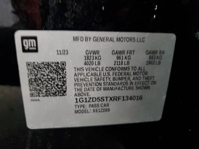 1G1ZD5STXRF134016 - 2024 CHEVROLET MALIBU LT 黑色 照片 12