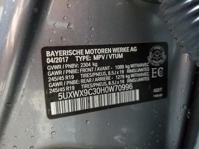 5UXWX9C30H0W70996 - 2017 BMW X3 XDRIVE28I GRAY photo 12