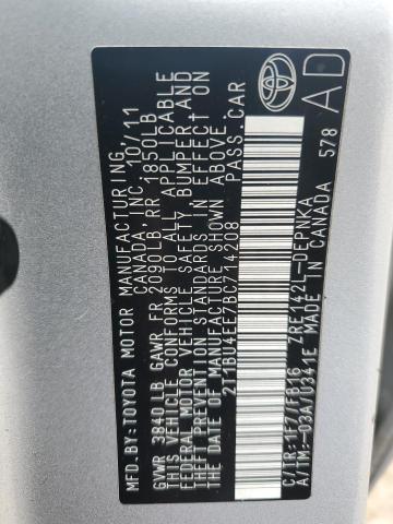 2T1BU4EE7BC714208 - 2011 TOYOTA COROLLA BASE 银色 照片 12