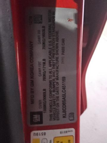 KL8CD6SA5LC451169 - 2020 CHEVROLET SPARK 1LT RED photo 12