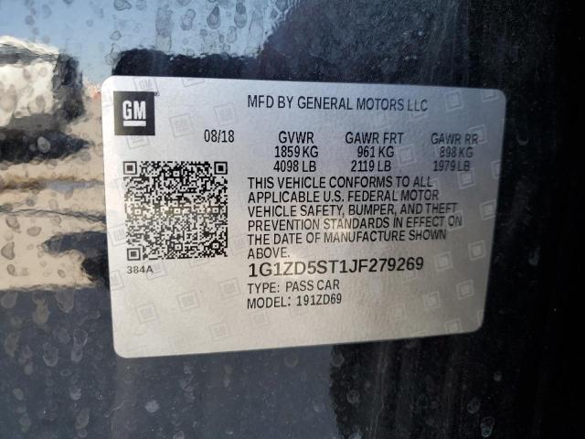 1G1ZD5ST1JF279269 - 2018 CHEVROLET MALIBU LT 黑色 照片 12