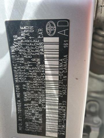 2T1BURHEXJC045486 - 2018 TOYOTA COROLLA L Gümüş foto 12