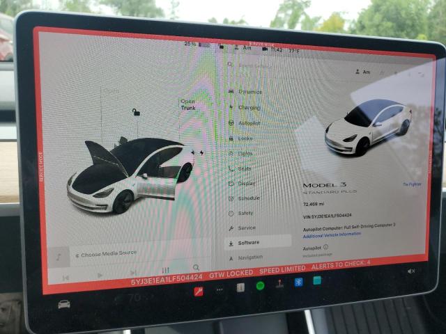 5YJ3E1EA1LF504424 - 2020 TESLA MODEL 3 WHITE photo 9