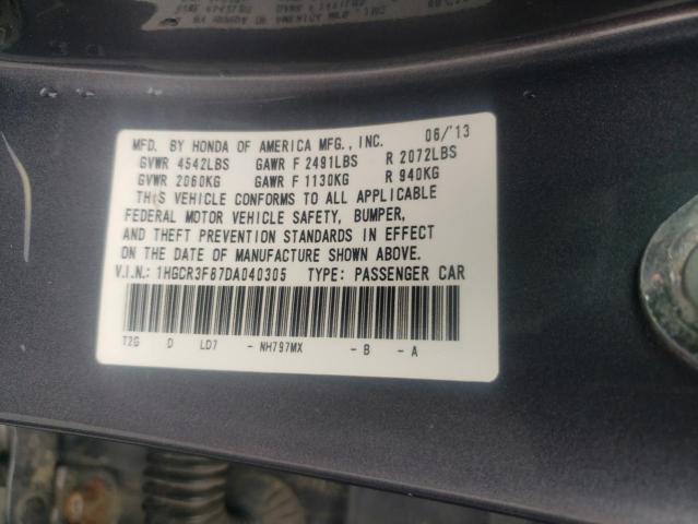 1HGCR3F87DA040305 - 2013 HONDA ACCORD EXL 灰色 照片 12