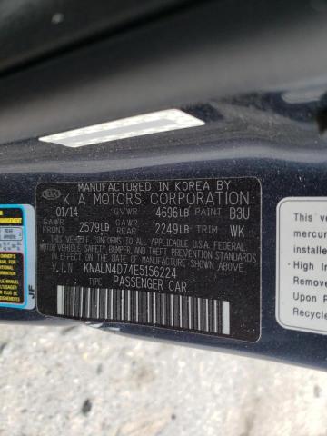 KNALN4D74E5156224 - 2014 KIA CADENZA PREMIUM BLUE photo 12