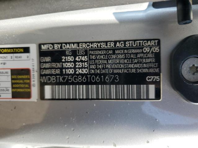 WDBTK75G86T061673 - 2006 MERCEDES-BENZ CLK 500 SILVER photo 12