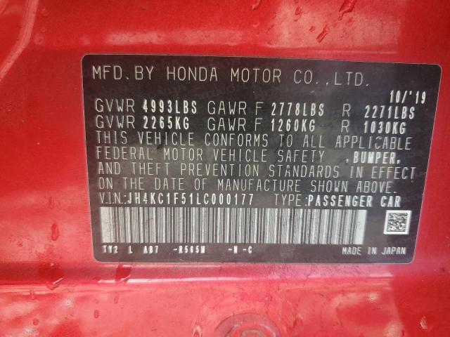 JH4KC1F51LC000177 - 2020 ACURA RLX TECHNOLOGY Qırmızı foto 12