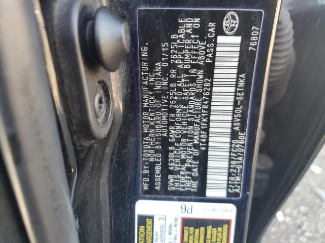 4T4BF1FK1FR476282 - 2015 TOYOTA CAMRY LE BLACK photo 12