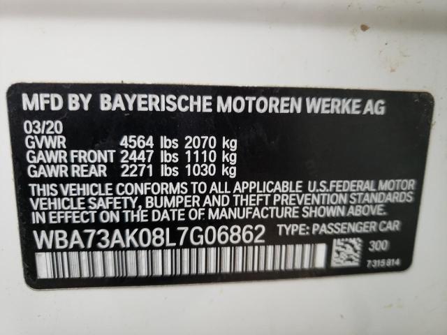 WBA73AK08L7G06862 - 2020 BMW 228XI WHITE photo 12