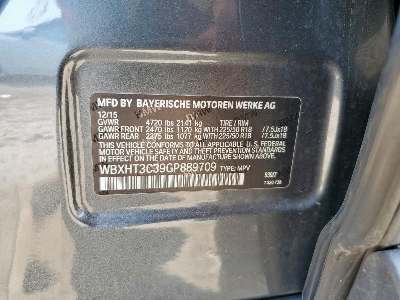 WBXHT3C39GP889709 - 2016 BMW X1 XDRIVE28I GRAY photo 12