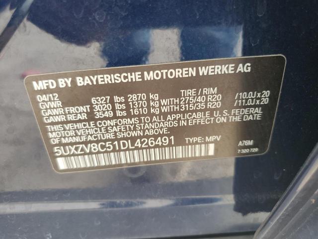 5UXZV8C51DL426491 - 2013 BMW X5 XDRIVE50I BLUE photo 12