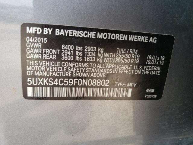 5UXKS4C59F0N08802 - 2015 BMW X5 XDRIVE35D GRAY photo 12