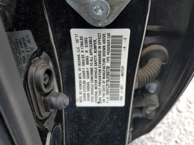 19XFC2F78JE000726 - 2018 HONDA CIVIC EX Schwarz Foto 13