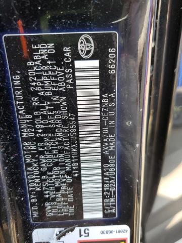 4T1B11HKXJU585547 - 2018 TOYOTA CAMRY L BLACK photo 12
