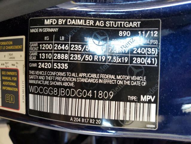 WDCGG8JB0DG041809 - 2013 MERCEDES-BENZ GLK 350 4MATIC BLUE photo 13