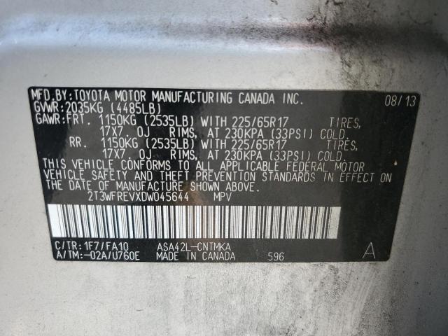 2T3WFREVXDW045644 - 2013 TOYOTA RAV4 XLE 银色 照片 13