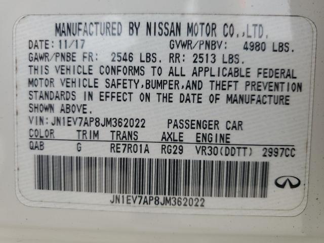 JN1EV7AP8JM362022 - 2018 INFINITI Q50 LUXE WHITE photo 13