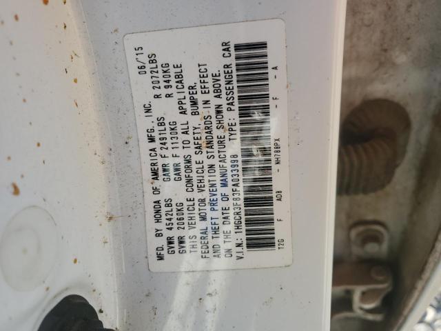 1HGCR3F83FA033998 - 2015 HONDA ACCORD EXL WHITE photo 12