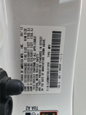 5J6RM4H74EL011636 - 2014 HONDA CR-V EXL WHITE photo 13