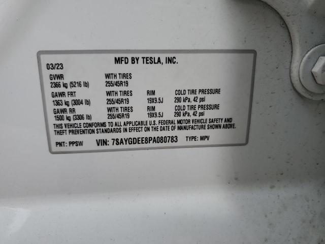 7SAYGDEE8PA080783 - 2023 TESLA MODEL Y Dwukolorowy zdjęcie 12